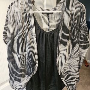 Black and White Zebra Print Sheer Top With Black Tank Top